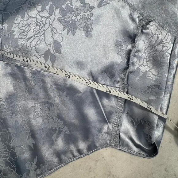 Windsor Satin Jacquard Halter Top Gray Silver Women's Large Tie Y2K Party Baddie - Picture 16 of 16